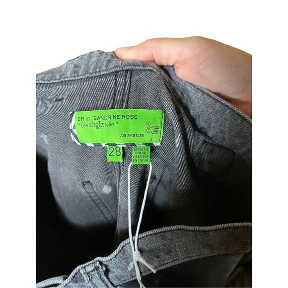 Sandrine Rose Womens Polka Dot Gray Wide Leg Button Fly Buckle‎ Back NWT Size 28 - Picture 11 of 13